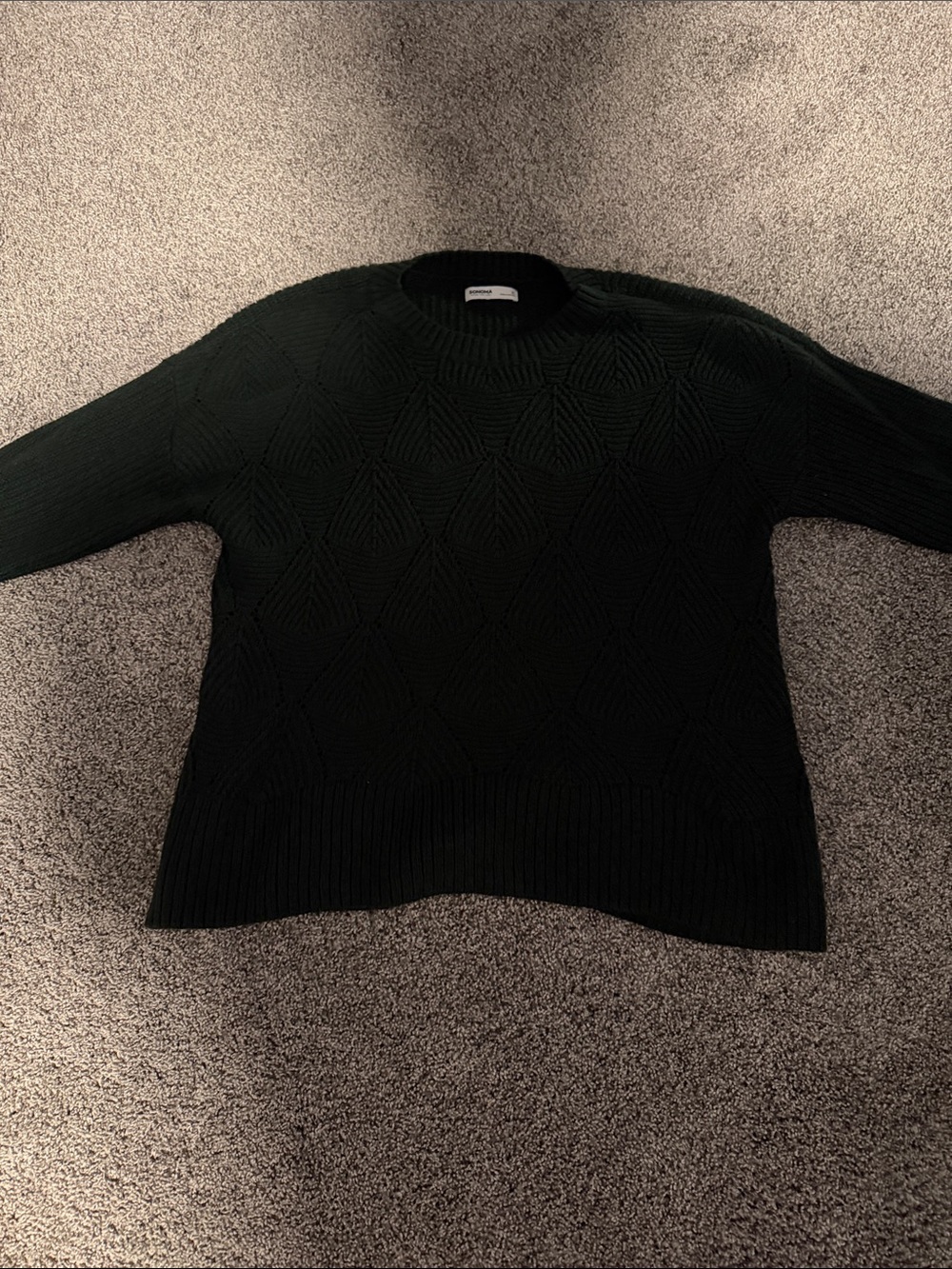 Sonoma Black Textured Crewneck Sweater
